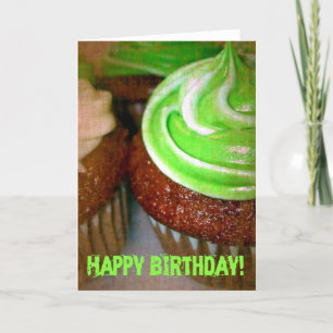 Tarjeta Feliz cumpleaños, pastel verde