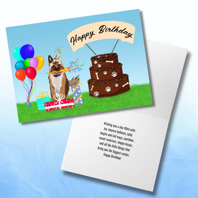 Tarjeta Feliz Cumpleaños Pastor Alemán con Tarta (Subido por el creador)