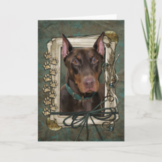 Tarjeta Feliz cumpleaños - patas de piedra - Doberman -