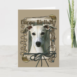 Tarjeta Feliz cumpleaños - patas de piedra - Whippet