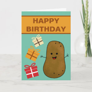 Tarjeta Feliz Cumpleaños Patata Con Regalos 