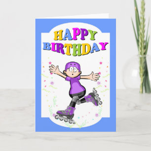 Tarjeta Feliz cumpleaños, patinador valiente