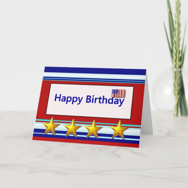 Tarjeta Feliz cumpleaños patriótico con bandera (Anverso)