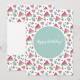 Tarjeta Feliz Cumpleaños Patrón de Sandía Acuarela