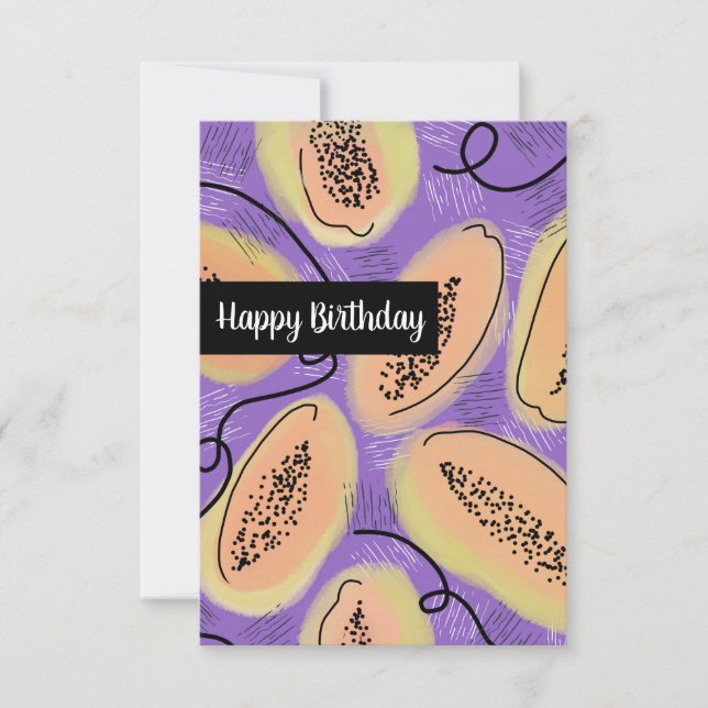 Tarjeta Feliz Cumpleaños Patrón Divertido de Papaya (Anverso)
