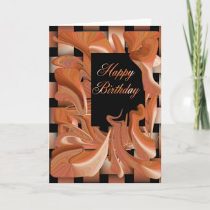 Tarjeta Feliz Cumpleaños Peach Swirl
