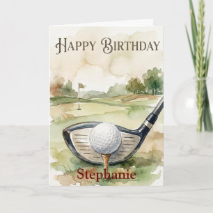 Tarjeta Feliz Cumpleaños Pelota de Golf Golpeando el Agua