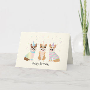 Tarjeta Feliz cumpleaños Pembroke Welsh Corgi Dogs