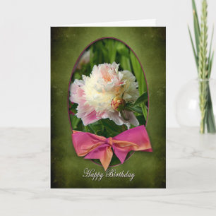 TARJETA FELIZ CUMPLEAÑOS - PEONIES/BOW