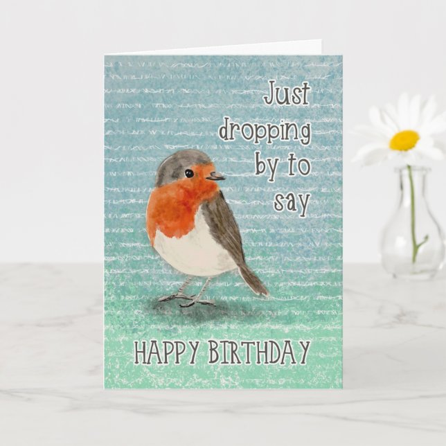 Tarjeta Feliz Cumpleaños Pequeña Pájaro Caída (Planta pequeña)