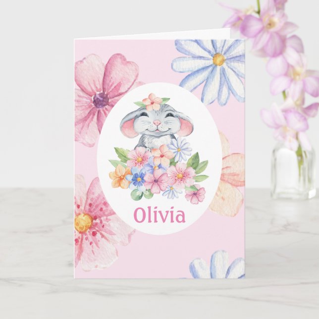 Tarjeta Feliz cumpleaños, pequeño Bonito de ratón en tarje (Orquídea)