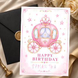 Tarjeta Feliz cumpleaños pequeño carruaje de princesa