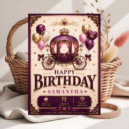 Tarjeta Feliz cumpleaños pequeño carruaje de princesa