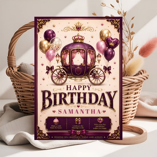 Tarjeta Feliz cumpleaños pequeño carruaje de princesa (Subido por el creador)