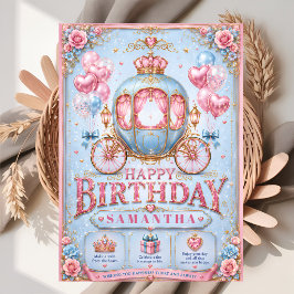 Tarjeta Feliz cumpleaños pequeño carruaje de princesa