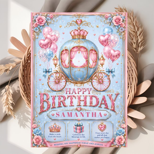 Tarjeta Feliz cumpleaños pequeño carruaje de princesa (Subido por el creador)