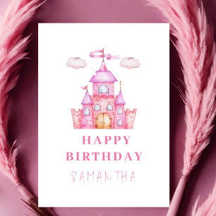 Tarjeta Feliz cumpleaños pequeño castillo de princesa