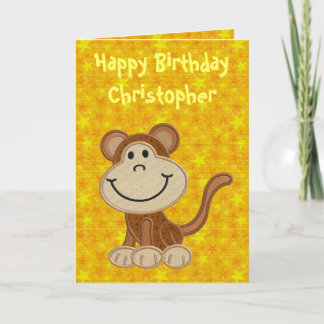 Tarjeta Feliz cumpleaños, pequeño mono