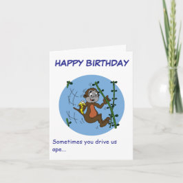 Tarjeta Feliz cumpleaños, pequeño mono