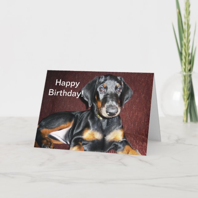 Tarjeta Feliz cumpleaños - perrito del Pinscher del (Anverso)
