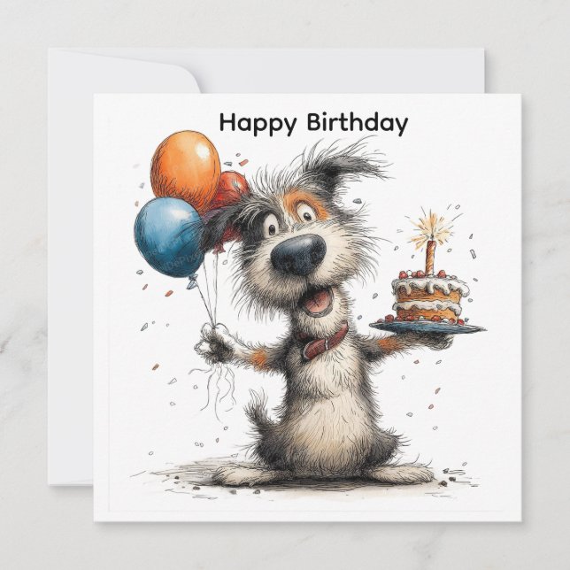 Tarjeta feliz cumpleaños perro (Anverso)