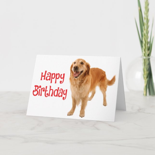 Tarjeta Feliz cumpleaños, perro cachorro dorado - Verso (Anverso)