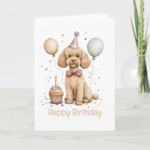 Tarjeta Feliz Cumpleaños Perro Caniche Estándar