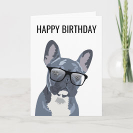 Tarjeta Feliz cumpleaños, Perro Cute | Bulldog francés azu