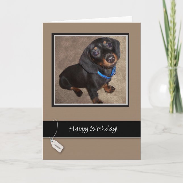 Tarjeta Feliz cumpleaños, perro, Dachshund (Anverso)