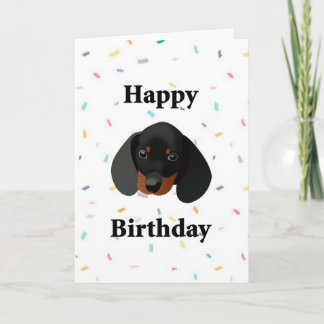 Tarjeta Feliz cumpleaños, perro Dachshund, divertida tarje