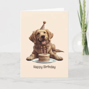 Tarjeta Feliz cumpleaños, perro de la recuperación de oro