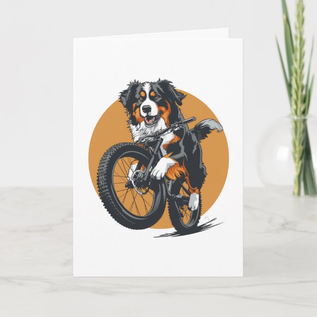 Tarjeta Feliz cumpleaños, Perro de Montaña Bernés Montando (Anverso)