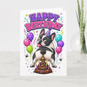 Tarjeta Feliz Cumpleaños Perro Defecando Divertido