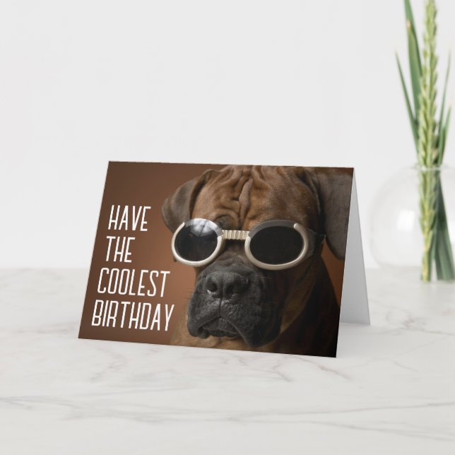 Tarjeta Feliz Cumpleaños | Perro Gafas de Sol Cool (Anverso)