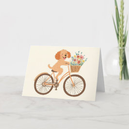 Tarjeta Feliz Cumpleaños Perro Goldendoodle en Bicicleta P