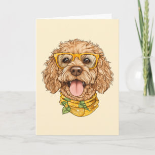 Tarjeta Feliz Cumpleaños Perro Goldendoodle Gafas de Sol N
