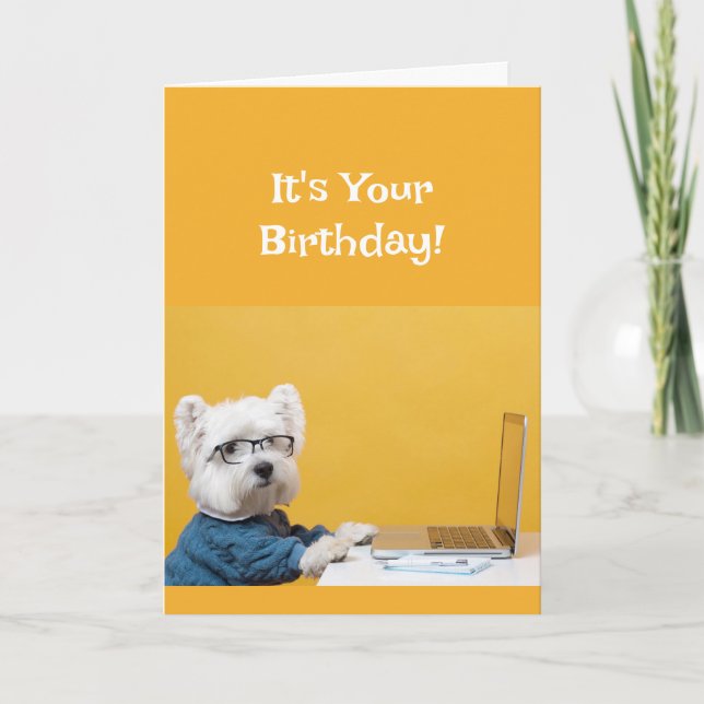 Tarjeta Feliz cumpleaños Perro Humor Divertido para cualqu (Anverso)