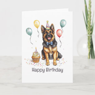 Tarjeta Feliz Cumpleaños Perro Pastor Alemán
