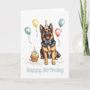 Tarjeta Feliz cumpleaños perro pastor alemán