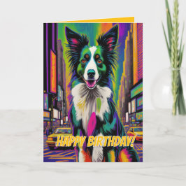 Tarjeta Feliz Cumpleaños Perro (Pop-art)