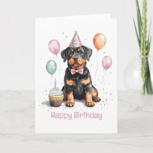 Tarjeta Feliz Cumpleaños Perro Rottweiler