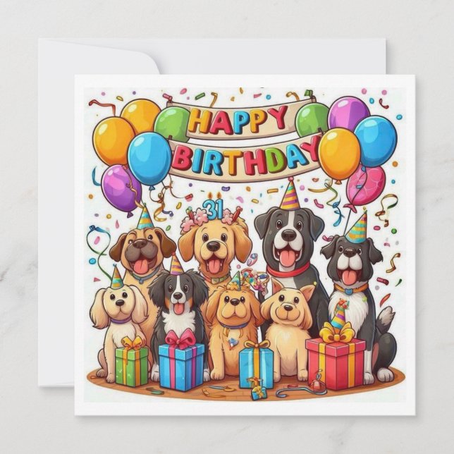 Tarjeta Feliz cumpleaños perros (Anverso)