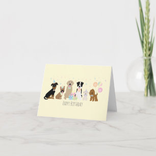 Tarjeta Feliz Cumpleaños Perros Amarillos Fiesta