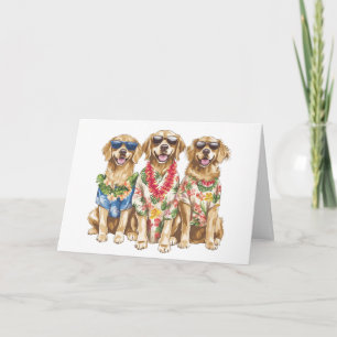 Tarjeta Feliz cumpleaños, perros de los cazadores dorados