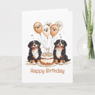 Tarjeta Feliz cumpleaños, perros de montaña de Bernese
