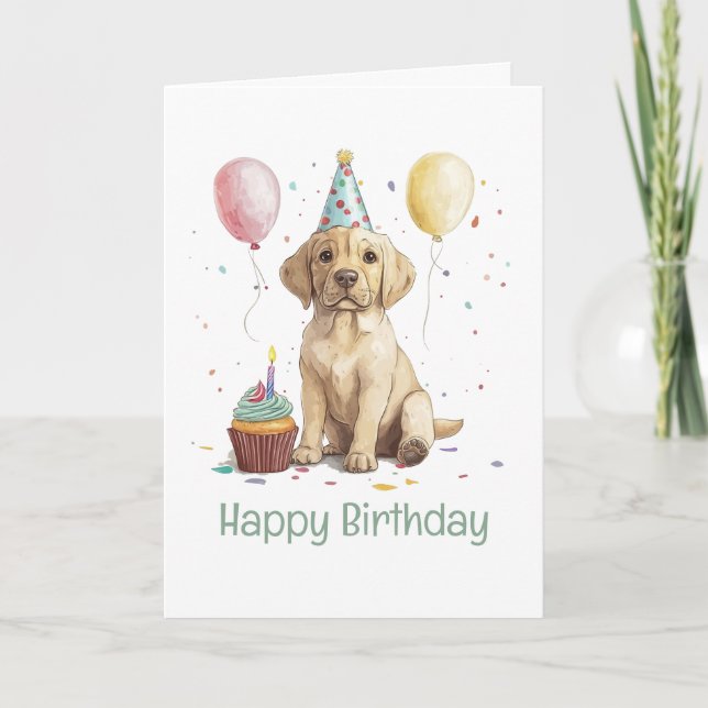 Tarjeta Feliz Cumpleaños Perros Labrador Retriever (Anverso)