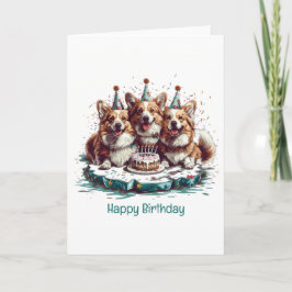 Tarjeta Feliz Cumpleaños Perros Pembroke Welsh Corgi