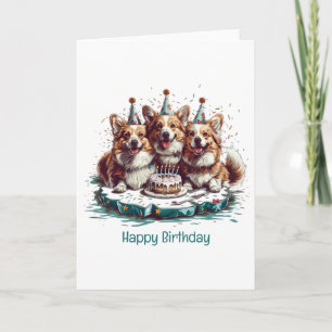Tarjeta Feliz Cumpleaños Perros Pembroke Welsh Corgi