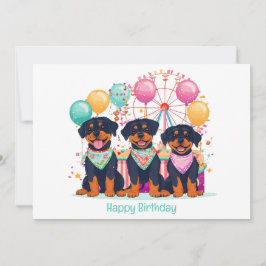 Tarjeta Feliz cumpleaños, Perros Rottweiler En Un Carnaval
