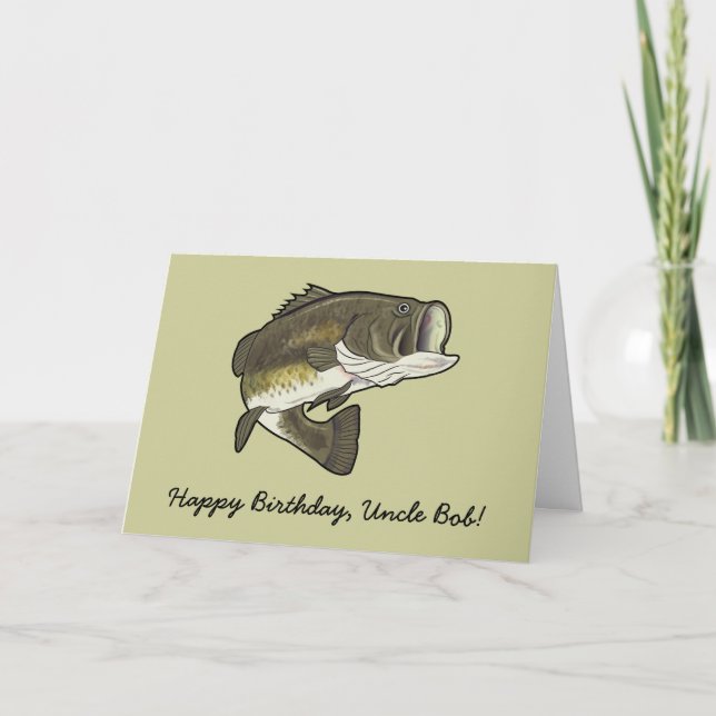 Tarjeta Feliz cumpleaños Personalizable Big Mouth Bass (Anverso)